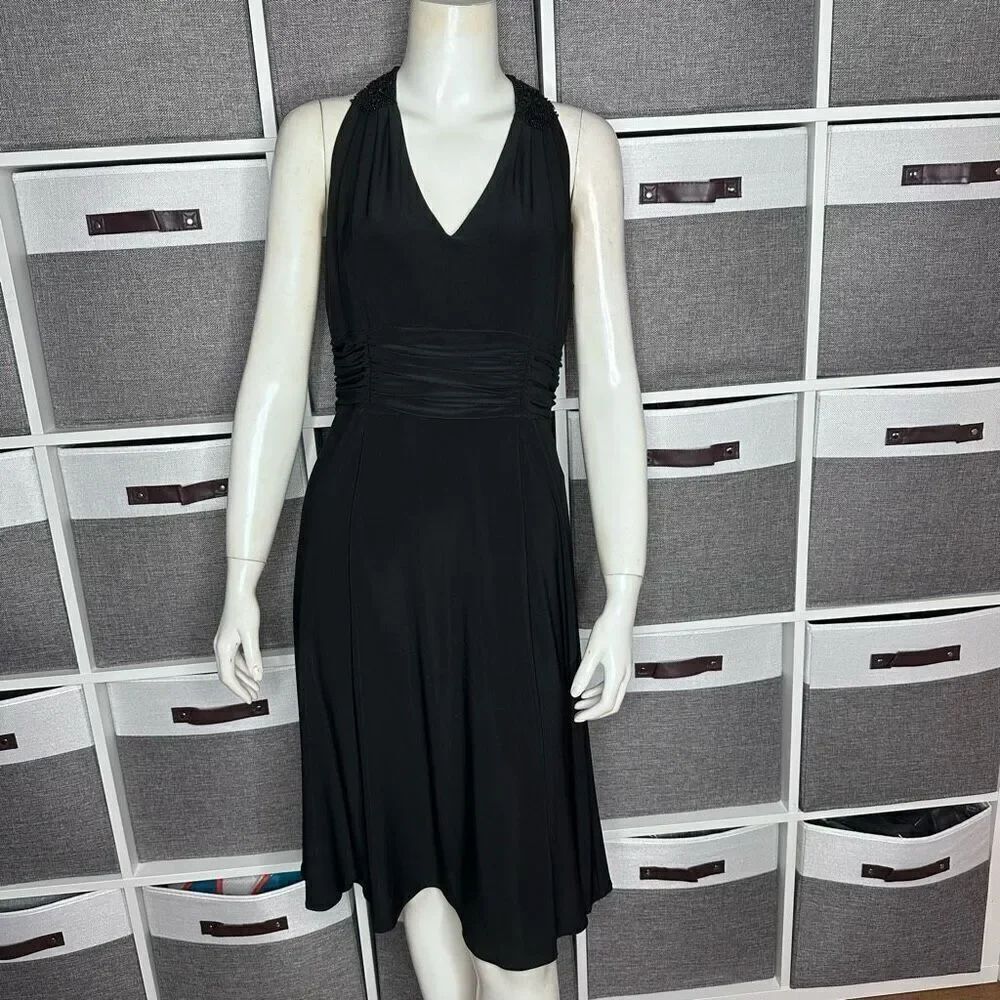 Evan Picone Black Cocktail Dress Size 6P LBD